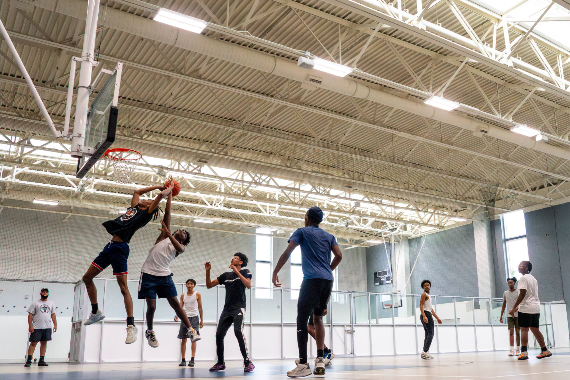 Students play basketball as part of College Prep Week at the Recreation Center on the Allendale Campus on July 15.(Shelby Powell has releases for the College Prep high school students)